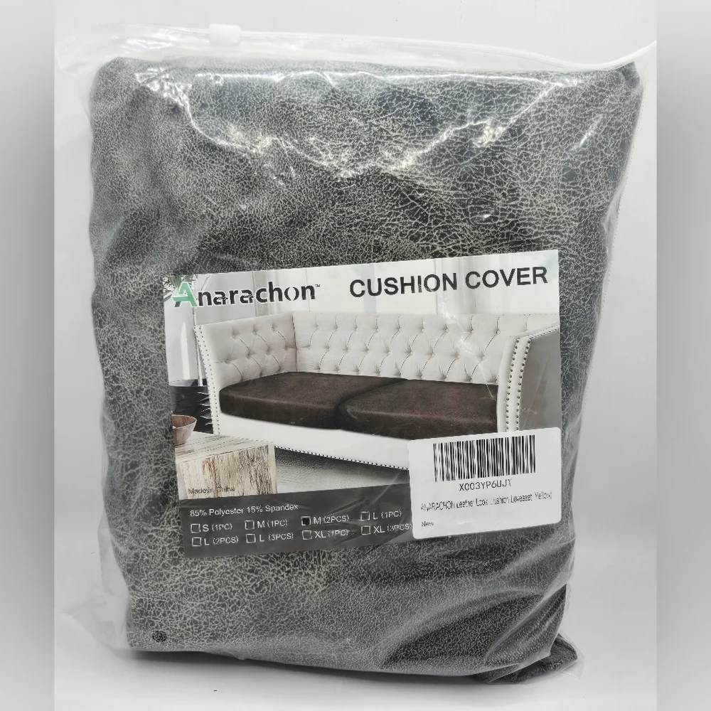Faux Leather Cushion Covers Set of 2 Brown Stretch Sofa Seat Covers Rustic Farmh